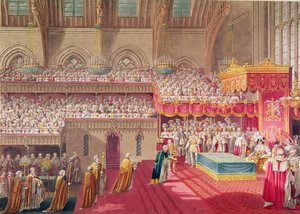 Procession du doyen et des chanoines de Westminster portant les regalia, extrait d